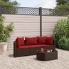 vidaXL Patio Sofa Set with Cushions Lounge Setting Outdoor Furniture Poly Rattan - Brown and Red - 2 of 4