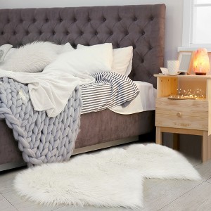 PiccoCasa Bedroom Double Heart Shaped Soft Faux Sheepskin Fur Plush Area Floor Mat 1 Pc - 1 of 4