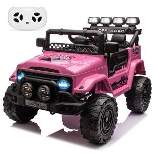 12V Kids Ride on Car with Remote Control, Electric Vehicle with LED Lights, Music, Bluetooth, MP3, 3 Speeds, Spring Suspension - 1 of 4