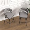 TiramisuBest Set of 2 28" Linen Woven Swivel Bar Stools, Upholstered Counter Chairs with Back, Armrest & Footrest, Black Legs (Grey) - 2 of 4
