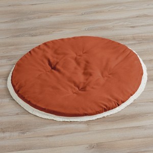 Sweet Jojo Designs Boy or Girl Baby Tummy Time Playmat Boho Fringe Orange and Ivory - 1 of 4