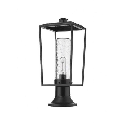 Sheridan Black Steel Outdoor Lantern with Seedy Glass Shade