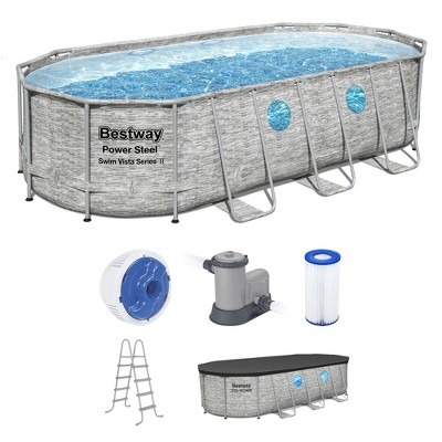 Bestway Power Steel Swim Vista Series II Above Ground Outdoor Swimming Pool