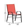 Merrick Lane 5 Piece Outdoor Dining Table Set for 4 with Glass-Top Patio Table and 4 Stack Chairs with Flex Comfort Material - 4 of 4