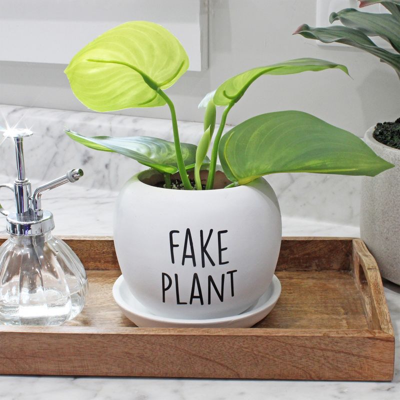 Esterno Fake Plant Planter Pot; Small Resin Decorative Container for Indoor/Outdoor Gardening, 2 of 9
