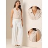 INSPIRE CHIC Women's Sleeveless V-Neck Button Down Collared Linen Blouses - 2 of 4