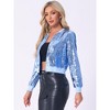 INSPIRE CHIC Women's Sequin Long Sleeve Glitter Shiny Party Bomber Jacket - 3 of 4