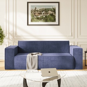 Mjkone Velvet Fabric Loveseat Sofa with Legless Design&Widened Armrest,Upholstered 2-Seater Couch for Living Room - 1 of 4