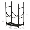Syemin Firewood Racks and Carriers Waterproof Firewood Log Rack Heavy Duty Wood Storage Hoop Logs Stacker Stand, Black, 17.5"*11.5"*29" - 3 of 4