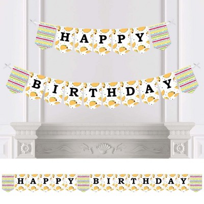 Big Dot of Happiness Taco 'Bout Fun - Mexican Fiesta Birthday Party Bunting Banner - Birthday Party Decorations - Happy Birthday