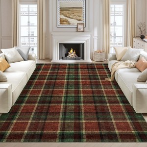 Modern Washable Area Rug, Geometric Pattern Throw Carpet with Non Slip Backing, Stain Resistant Floor Cover for Living Room - 1 of 4