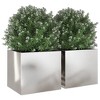 vidaXL Stainless Steel Silver Planters - Rectangular Garden Containers 12.6"x11.8"x11.4", Durable Outdoor/Indoor Flower Boxes, Set of 2 - 4 of 4