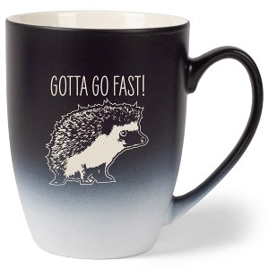 100 North Hedgehog Design 10 Ounce Black and White Two Toned Ombre, Comfortably Fits Your Hands, Ceramic Tea Coffee Cup Mug, Gotta Go Fast! - 1 of 1