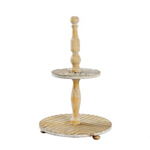 VIP Wood 18 in. Brown Two Tier Ornate Tray - 1 of 2