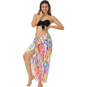 HAPPY BAY Women's Beach Wrap Bikini Swimwear Swim Cover Up Bathing suit Summer Wraps Swimsuit Sarong Coverups Skirts for Women One Size Stripes Multi - 1 of 4
