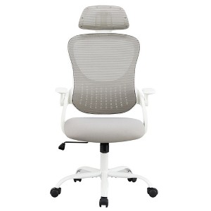 Grungis Mesh High Back Office Chair with  Headrest and Flip-up Armrests,Ergonomic Computer Chair with Wheels for Adult,Student - 1 of 4