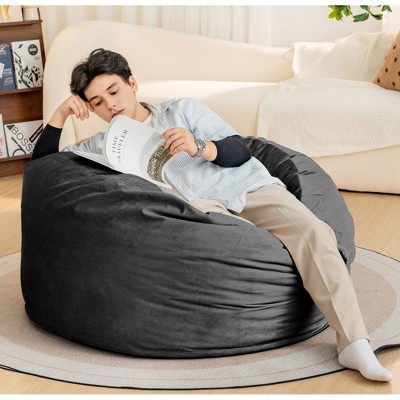 Chic Crate-Bean Bag Recliner Sofa – 4ft Velvet Plush Memory Foam Lounge Chair with Removable Cushion, Adults Multi-Room Lounge