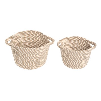 VIP Cotton 10 in. Brown Rope Storage Bin Set of 2