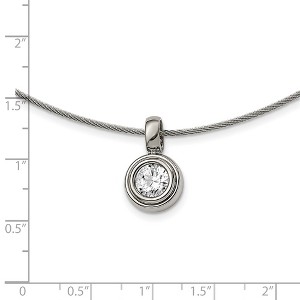 Chisel Titanium Cubic Zirconia Pendant with Polished Stainless Steel 17" Wire Necklace - 1 of 4