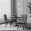 LeisureMod Verve 5-Piece Dining Set with 36" Round Dining Table in Black MDF Top and 4 Leather Dining Chairs - 2 of 4