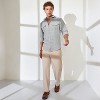 Campus Sutra Men Men's Ash Grey & Ivory White Basket-Weave Shirt - 4 of 4
