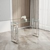 Lirago 15.7"D * 47.2"W * 30.3"H Stainless Steel Glass Console Table with silver Accents-Minimalist Design for Living Room & Dining Area - 2 of 4