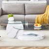 Maggift Patio End Tables, Glass Top Round Coffee Table, Double Layer Design, Suitable for Living Room, Patio, Bedroom, White, 47"*29.5"*16.7" - 4 of 4
