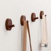 Akoasm 4-Piece Set of Wall-Mounted or Self-Adhesive Round Coat Hooks for Entryway, Bedroom & Kitchen-Walnut - 2 of 4