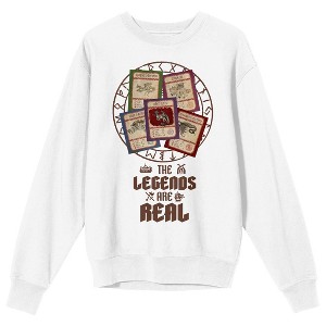 How To Train Your Dragon The Legends Are Real Dragon Cards Adult White Crew Neck Long Sleeve Sweatshirt - 1 of 3