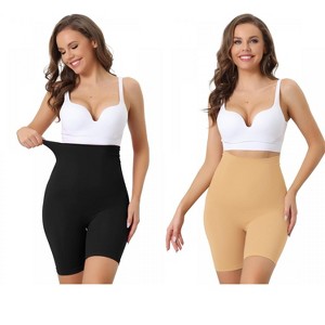 Allegra K Women's High Waisted Breathable Comfortable Stretchy Slimming Tummy Control Panties 2 Packs - 1 of 4