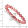 Chisel Stainless Steel Polished Lotus 6mm Pink Jade Beaded Stretch Bracelet - 3 of 4