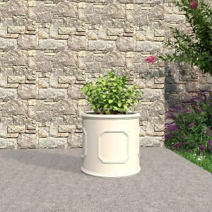 LeisureMod Meadow Fiberstone Round Planter Pot, Weather-Resistant for Indoor/Outdoor Use - 1 of 4