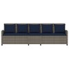 vidaXL Patio Sofa 5-Seater with Cushions Gray and Navy Blue Poly Rattan - 4 of 4