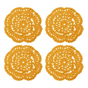 Unique Bargains Cotton Embroidered Lace Vintage Coasters 4 Pcs 3.94" - 1 of 4