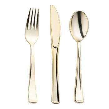 Smarty Had A Party Gold Classic Cutlery Plastic Silverware Set (120 Guests)