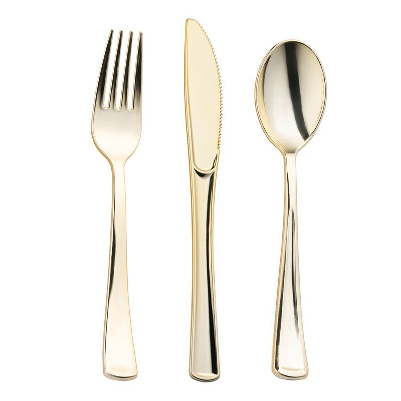 Smarty Had A Party Gold Classic Cutlery Plastic Silverware Set (120 Guests), 1 of 2