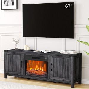 Farmhouse Fireplace TV Stand, TV Stand with Fireplace, Storage Cabinets,Double-Door Entertainment Center for TVs Up to 67",   Flame Effect - 1 of 4