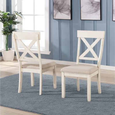 NicBex Vintage Upholstered  Dining Chairs Set of 2 with Cross Back & Comfy Cushions,Rustic Wood Accent Chairs for Dining Room,Living Room