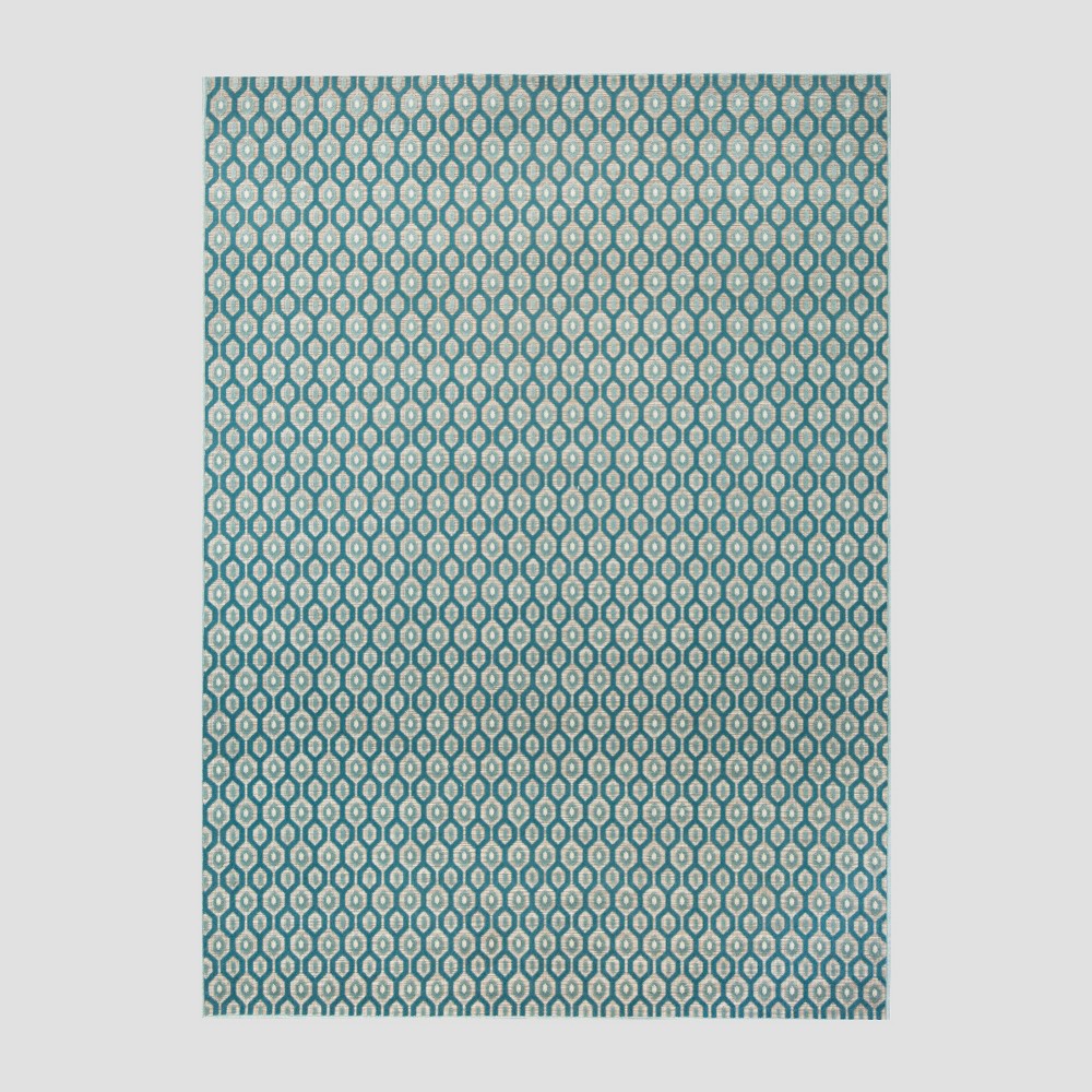 7' x 10' Hex Geo Outdoor Rug Teal - Project 62™