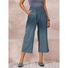 ECUPPER Womens Cotton Cropped Pants Loose Fit Wide Leg Capri Casual Plus Size Elastic Waist Trousers - 2 of 4