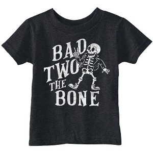 Toddler Funny T Shirts Bad 2 The Bone Sarcastic Halloween Skeleton Graphic Novelty Tee For Young Kids - Crazy Dog Toddler T Shirt For Halloween Season - 1 of 4