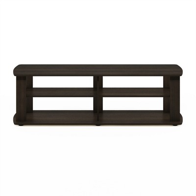 Dark Brown Composite Wood 3-Tier TV Stand with Cabinet