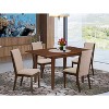 5-Piece Mahogany Finish Solid Wood Top - Upholstered Dining Room Set  - Seats 4 - 2 of 4
