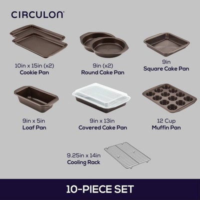 Circulon 10-Piece Chocolate Brown Nonstick Bakeware Set