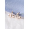 Slickblue Women's Earrings, Front Back Gold Triple Pearl, Faux Diamond Stud, Stud Style, Gold Pearl, 0.5" - 2 of 4