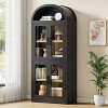 Arched Bookshelf with Doors Farmhouse Bookcase 15.83in Depth Display Storage Shelves 71.4in Tall Wooden Display Cabinet Rounded Bookcases - 3 of 4