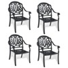 SKRAN Cast Aluminum Patio Dining Chair Set with Black Frame and Brown Cushions -  Outdoor Garden Furniture Set - 4 of 4