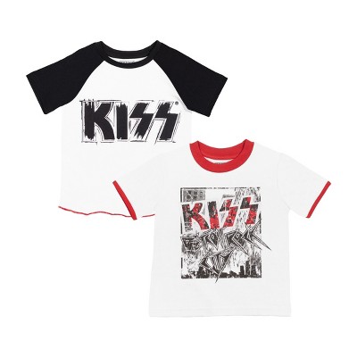 KISS Rock Band Little Boys 2 Pack Raglan Ringer Raglan Graphic T-Shirt White 