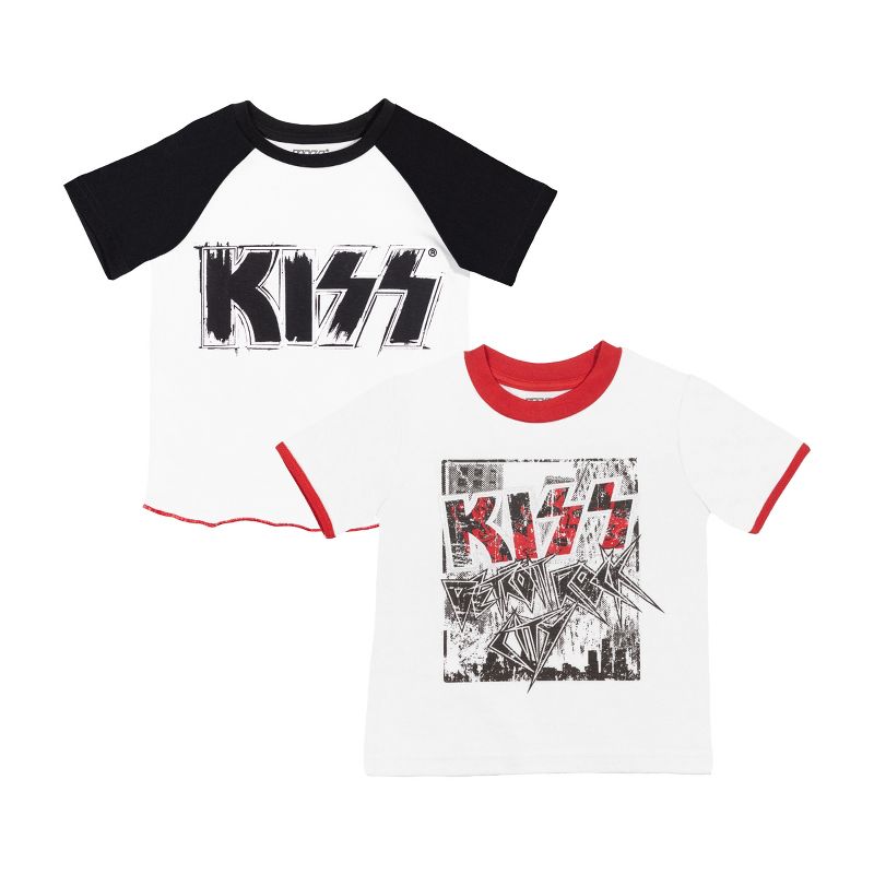 KISS Rock Band Little Boys 2 Pack Raglan Ringer Raglan Graphic T-Shirt White , 1 of 8