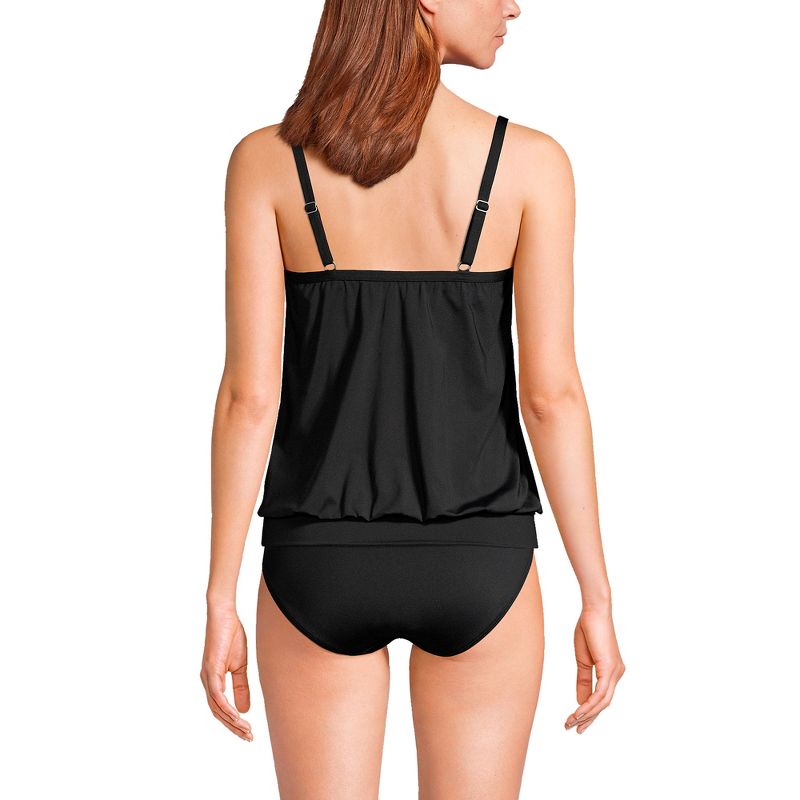 Lands' End Women's Mastectomy Chlorine Resistant Blouson Tummy Hiding Tankini Top Swimsuit Adjustable Straps, 2 of 6